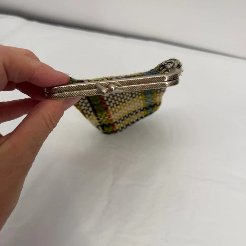 Woven Plaid Kiss Lock Cigarette Coin Purse Retro Accessory Boho Eclectic Granny